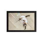 Infidu vintage wall art featuring a graceful hummingbird in flight against a soft brown background with soothing, natural tones. hung on the wall on a white background