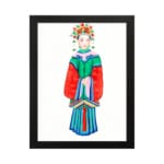 Traditional figure in colorful cultural dress with floral headdress – Infidu vintage wall art hung on the wall