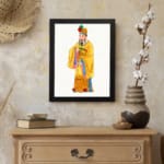 Infidu Regal Chinese Emperor Vintage Wall Art with vibrant robe and royal crown. displayed on the wall