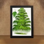Infidu vintage wall art of a cascading green tree with detailed leaves on a white background. displayed on the wall