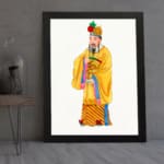 Infidu Regal Chinese Emperor Vintage Wall Art with vibrant robe and royal crown. displayed on the wall