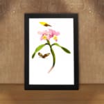 Infidu vintage wall art with pink flowers and butterflies on a white background. displayed on the wall