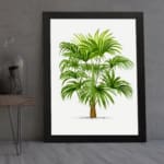 Infidu Vintage Wall Art of a lush tropical plant with green leaves and a brown trunk, framed in black, set against a clean white background. displayed on the wall