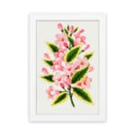 Infidu vintage wall art with soft pink flowers and green leaves. hung on the wall