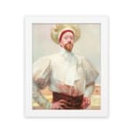 Vintage wall art of a gentleman in classic attire with pastel tones. hung on the wall