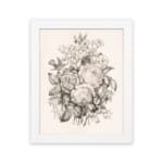 Infidu Vintage Black & White Floral Sketch Wall Art featuring intricate floral design with rich texture and shading. hung on the wall