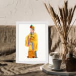 Infidu Regal Chinese Emperor Vintage Wall Art with vibrant robe and royal crown. displayed on the wall