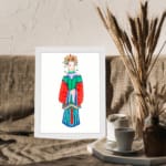 Traditional figure in colorful cultural dress with floral headdress – Infidu vintage wall art displayed on the wall