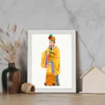 Infidu Regal Chinese Emperor Vintage Wall Art with vibrant robe and royal crown. displayed on the wall