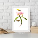 Infidu vintage wall art with pink flowers and butterflies on a white background. displayed on the wall
