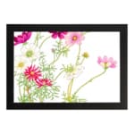 Infidu Vintage Floral Wall Art with pink, white & red flowers, green leaves, and a black frame on a white background. hung on the wall