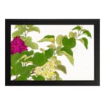 Infidu Vintage Floral Wall Art with pink and yellow flowers, green leaves, and a white background, framed in black for a stylish look. hung on the wall