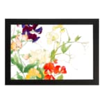 Infidu vintage wall art with red, yellow, purple, and white flowers, green leaves, and a black frame on a white background for an elegant look. hung on the wall on a white background