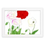 Infidu Vintage Floral Wall Art with red, white, and pink flowers in a black frame. hung on the wall