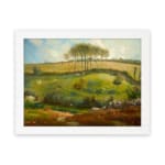 Vintage wall art showing a detailed gathering of people in a classic studio with warm colors, art pieces, and traditional decor. hung on the wall