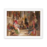 Vintage wall art of a classic indoor gathering with richly dressed people in a studio or royal court setting. hung on the wall