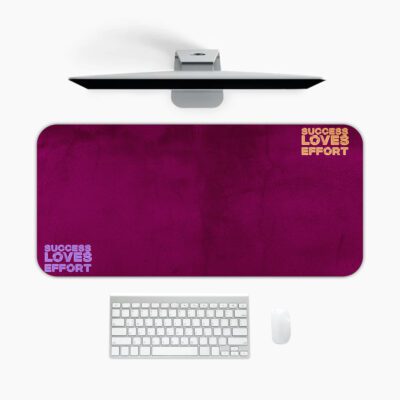 Infidu deep magenta desk pad with motivational Effort Love Effort quote in yellow and purple text