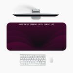 Infidu maroon desk pad with white discipline quote and wave design