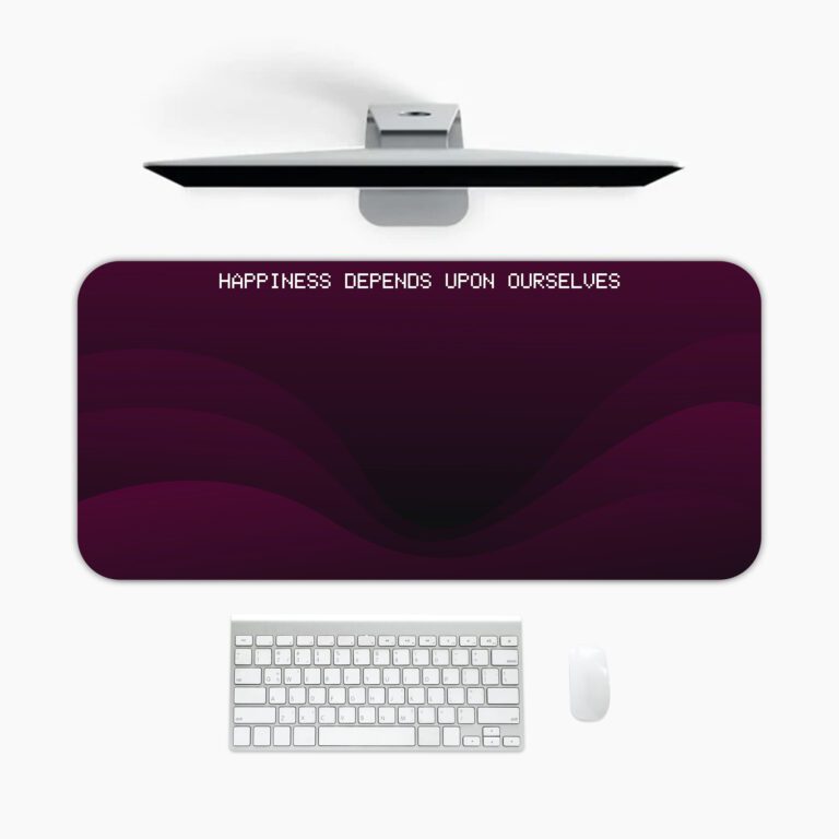 Infidu maroon desk pad with white discipline quote and wave design