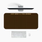 Infidu dark brown desk pad with handwritten motivational quote in light yellow.