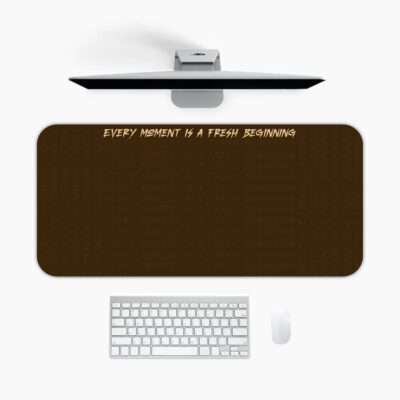 Infidu dark brown desk pad with handwritten motivational quote in light yellow.