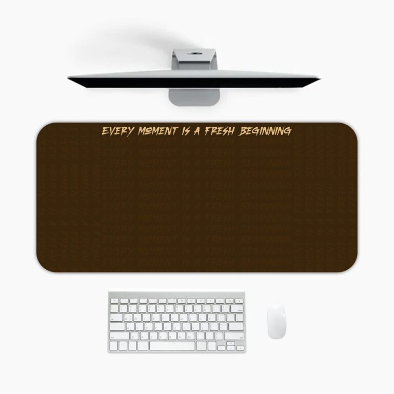 Infidu dark brown desk pad with handwritten motivational quote in light yellow.