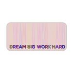 Infidu desk pad with pastel stripes and DREAM BIG WORK HARD quote on beige background.