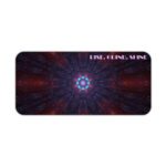 Mandala-style desk pad in deep cosmic colors with Rise. Grind. Shine quote.