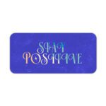 Infidu royal blue desk pad with “Stay Positive” quote in colorful pastel font and marble texture background.