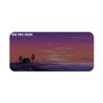 Infidu sunset desk pad with house silhouette and “MAKE TIME VALUE” quote on a warm purple-orange evening sky background.
