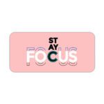 Infidu pastel pink desk pad with bold “STAY FOCUS” quote in colorful typography