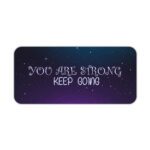 Infidu galaxy desk pad with “YOU ARE STRONG KEEP GOING” quote on a blue to purple starry background.