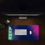 Infidu dark green desk pad with white and pink motivational quote on a chalkboard-style background