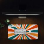 Infidu desk pad with retro starburst stripes and motivational quote
