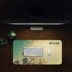 Vintage-style desk pad with wildflowers, sunrise background, and the quote “GOD IS LOVE” in black font.