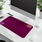 Infidu deep magenta desk pad with motivational Effort Love Effort quote in yellow and purple text