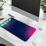 Infidu dark green desk pad with white and pink motivational quote on a chalkboard-style background