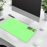Infidu mint green desk pad with colorful “Kindness is free” quote and playful vintage-style design.