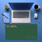 Infidu dark green desk pad with white and pink motivational quote on a chalkboard-style background
