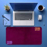 Infidu deep magenta desk pad with motivational Effort Love Effort quote in yellow and purple text