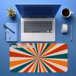 Infidu desk pad with retro starburst stripes and motivational quote