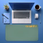 Infidu muted green desk pad with bold yellow “YOU CAN DO IT” quote.