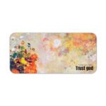 Infidu desk pad with painted floral design and Faith Over Fear – Trust God quote in warm earthy tones.