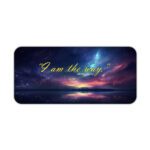Infidu desk pad with cosmic night sky, water reflection, and “I am the way” Bible verse from John 14:6 in elegant yellow script.