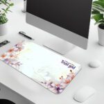 Infidu Trust God desk pad with pastel floral design and uplifting faith quote on a white background