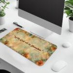 Infidu soft floral desk pad with Matthew 19:26 Bible verse in vintage watercolor design