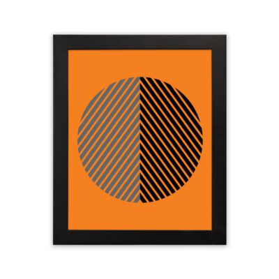 Infidu Bauhaus Wall Art Orange Striped Circle Geometric Design - bha88