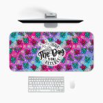 Infidu cheerful desk pad with unicorn, floral design, and the quote "Chase the Day You Deserve" on a purple-blue gradient background.