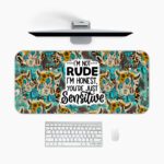 Infidu Bold Desk Pad with fierce quote, leopard and skull pattern, vintage art-inspired.