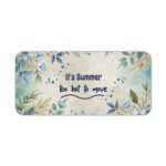 Infidu Summer Desk Pad with pastel watercolor background, green and blue leafy branches, and handwritten summer quote.
